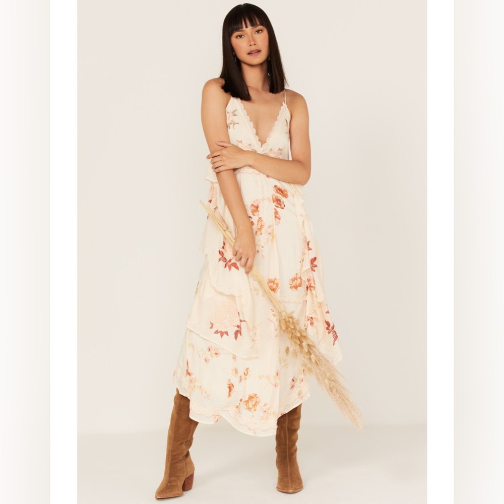 Free People Women's Audrey Embroidered Floral Sleeveless Midi Dress